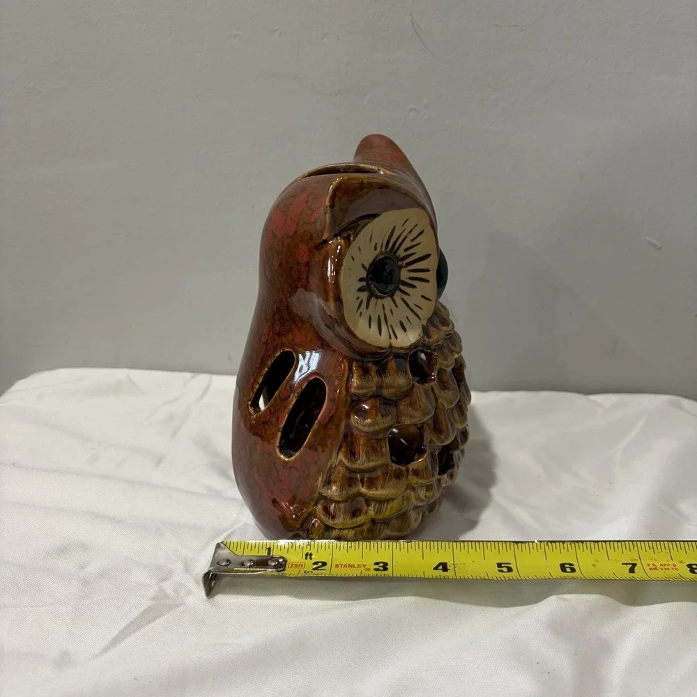Ceramic‎ OWL Votive Tea Light Candle Holder Lantern vtg 7